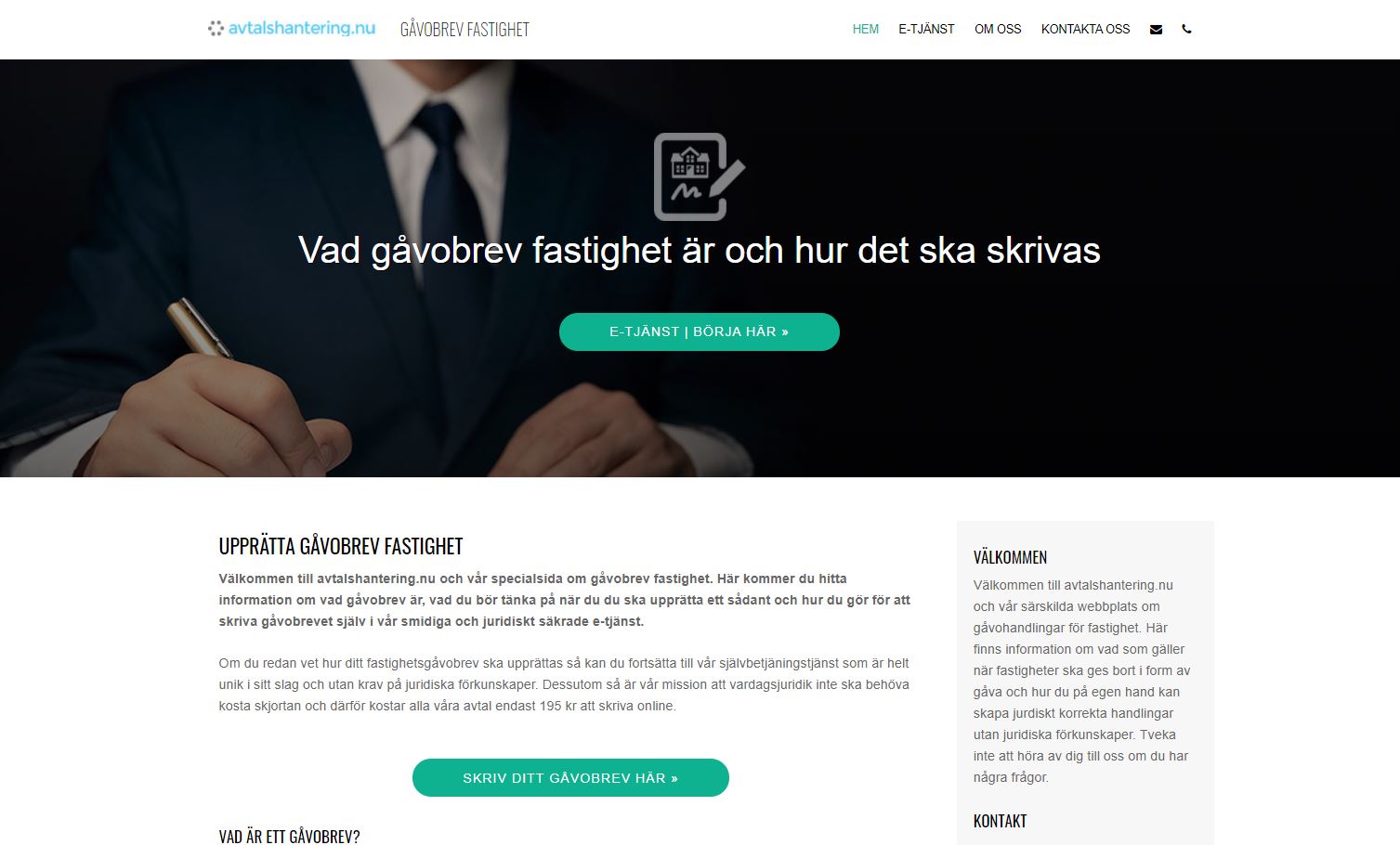 Exempel på landningssida